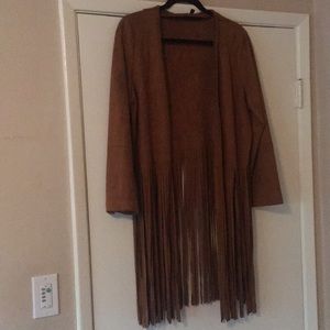 Suede fringe sweater